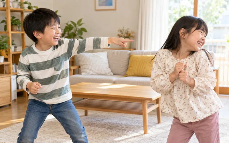 あっち向いてホイで遊ぶ子ども
