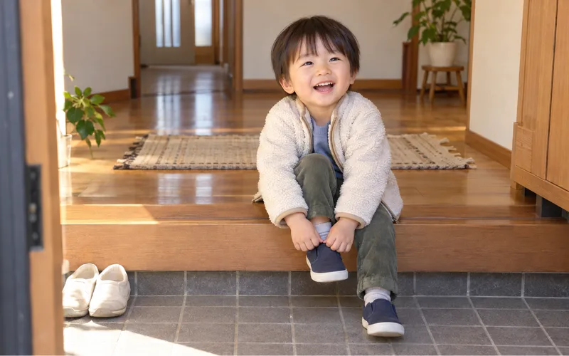 おくつの音あそびで遊ぶ子ども