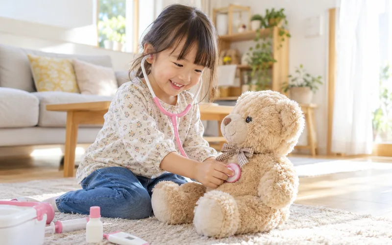 お医者さんごっこで遊ぶ子ども