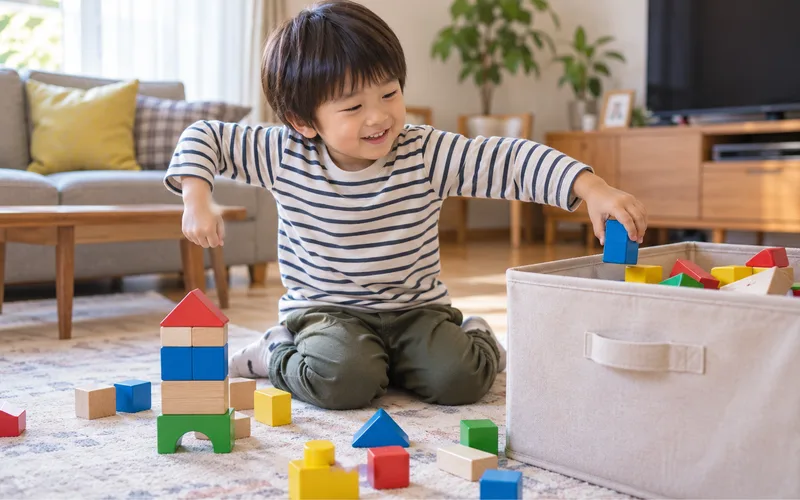 お片付けロボットごっこで遊ぶ子ども