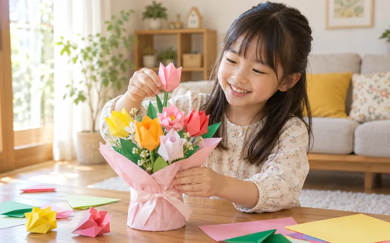 お花屋さんごっこで遊ぶ子ども