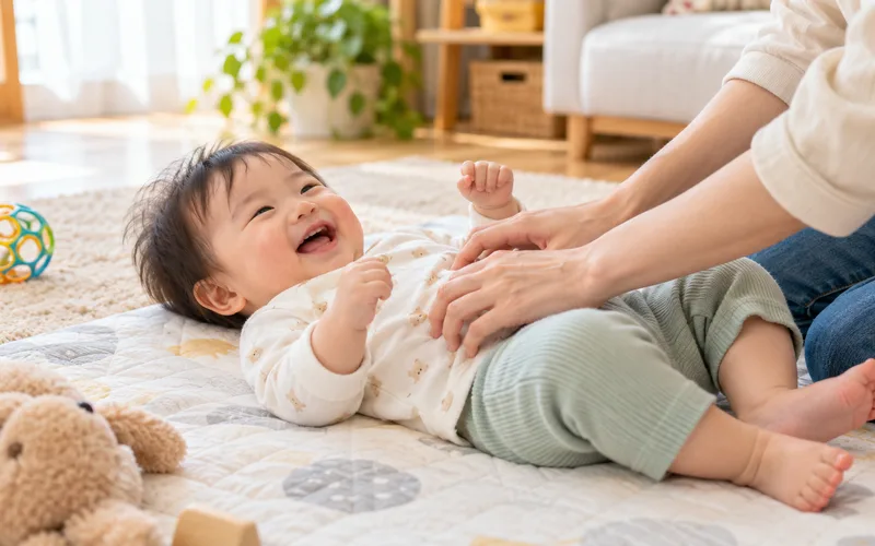 くすぐりんこタッチ遊びで遊ぶ子ども