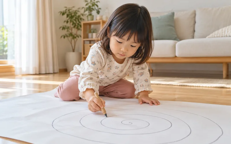 なぐり書きタイムで遊ぶ子ども
