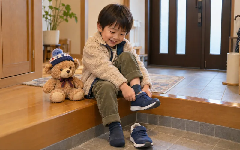 ぬいぐるみとお出かけごっこで遊ぶ子ども