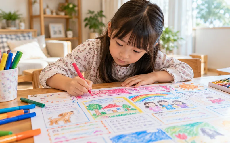 わが家の家族新聞で遊ぶ子ども