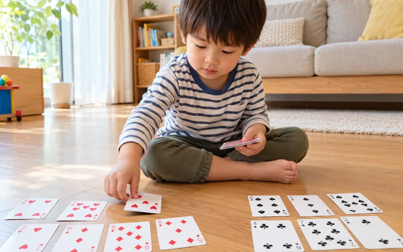 カードなかまさがしで遊ぶ子ども