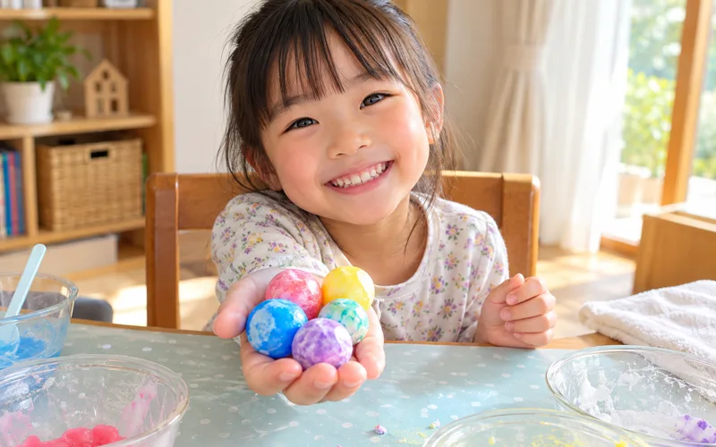 スーパーボール作りで遊ぶ子ども