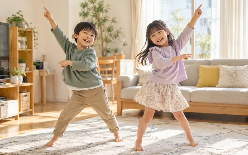ダンス振り付けづくりで遊ぶ子ども