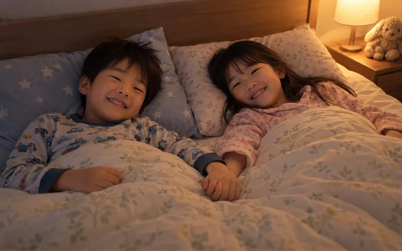 ニギニギおやすみ通信で遊ぶ子ども