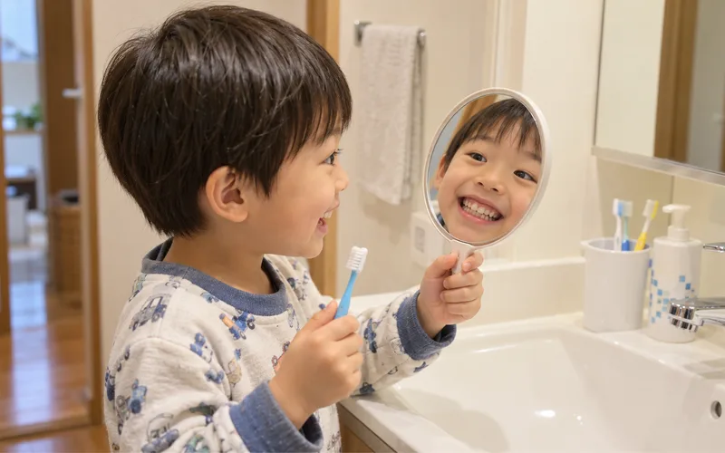 バイキン探し実況みがきで遊ぶ子ども