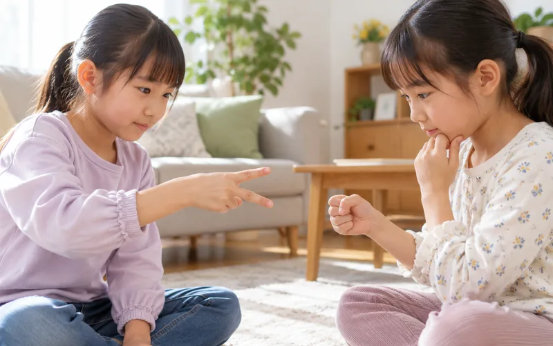 後出しじゃんけんで遊ぶ子ども
