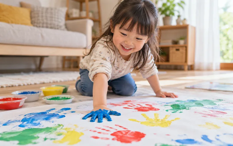 手形・足形アートで遊ぶ子ども