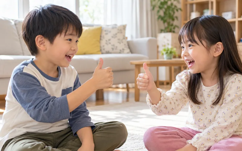 指スマ（いっせーのせ）で遊ぶ子ども