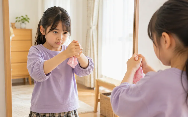 消えるハンカチ手品で遊ぶ子ども