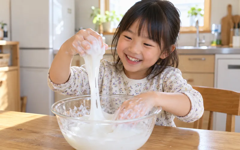 片栗粉スライムで遊ぶ子ども