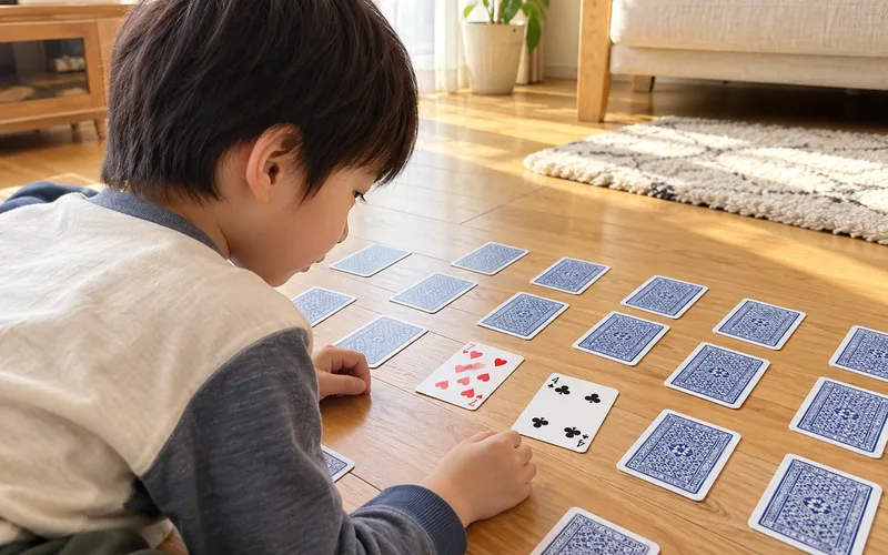 神経衰弱ゲームで遊ぶ子ども