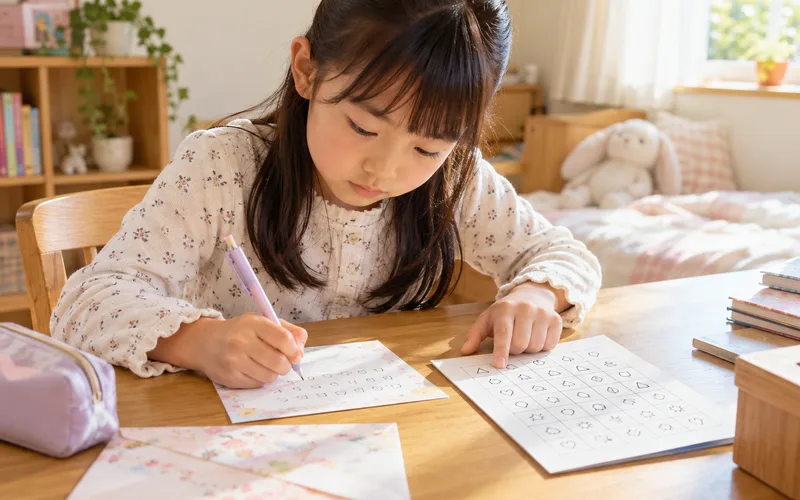 秘密の暗号文づくりで遊ぶ子ども