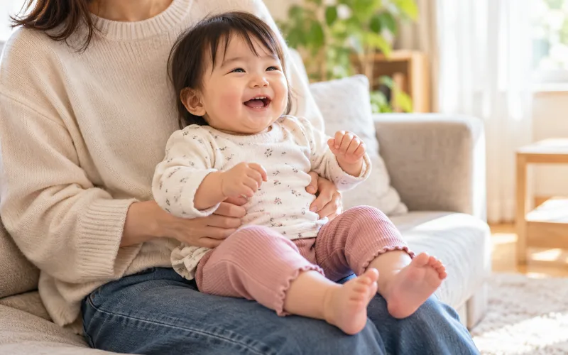 膝の上お馬さんごっこで遊ぶ子ども