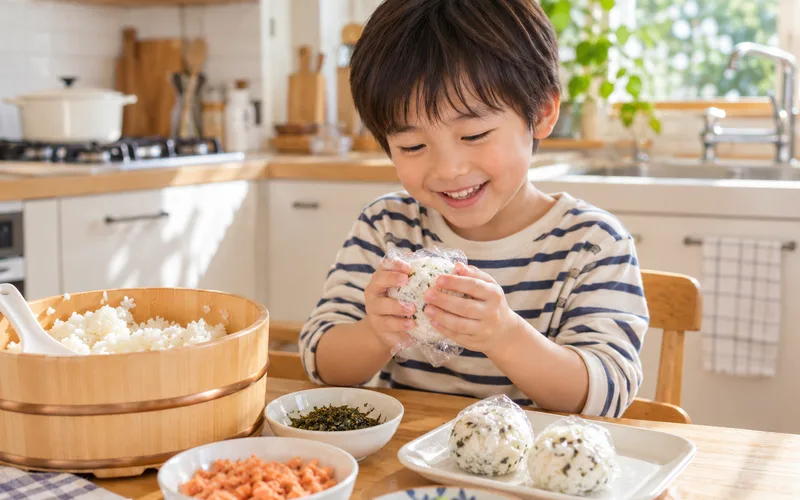 自分で作るころころおにぎりで遊ぶ子ども