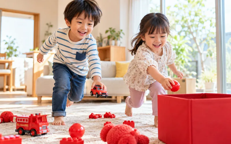 色わけお片付けレースで遊ぶ子ども
