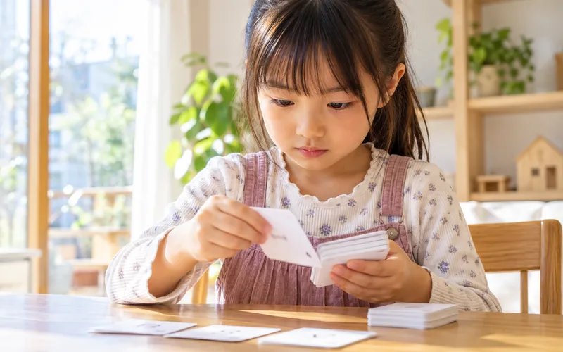 計算カードスピード勝負で遊ぶ子ども