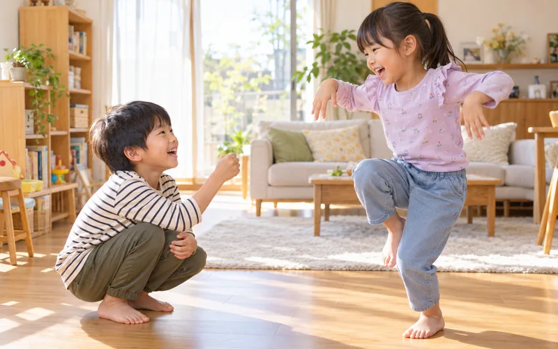 進化じゃんけんで遊ぶ子ども