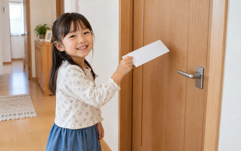 郵便屋さんごっこで遊ぶ子ども