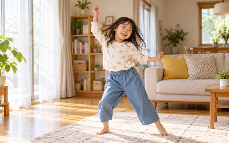 音楽ストップダンスで遊ぶ子ども