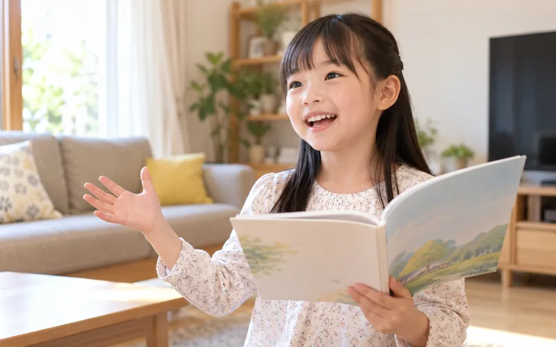 音読劇場で遊ぶ子ども