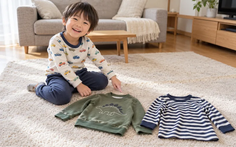 2択でえらぶお着替えショーで遊ぶ子ども
